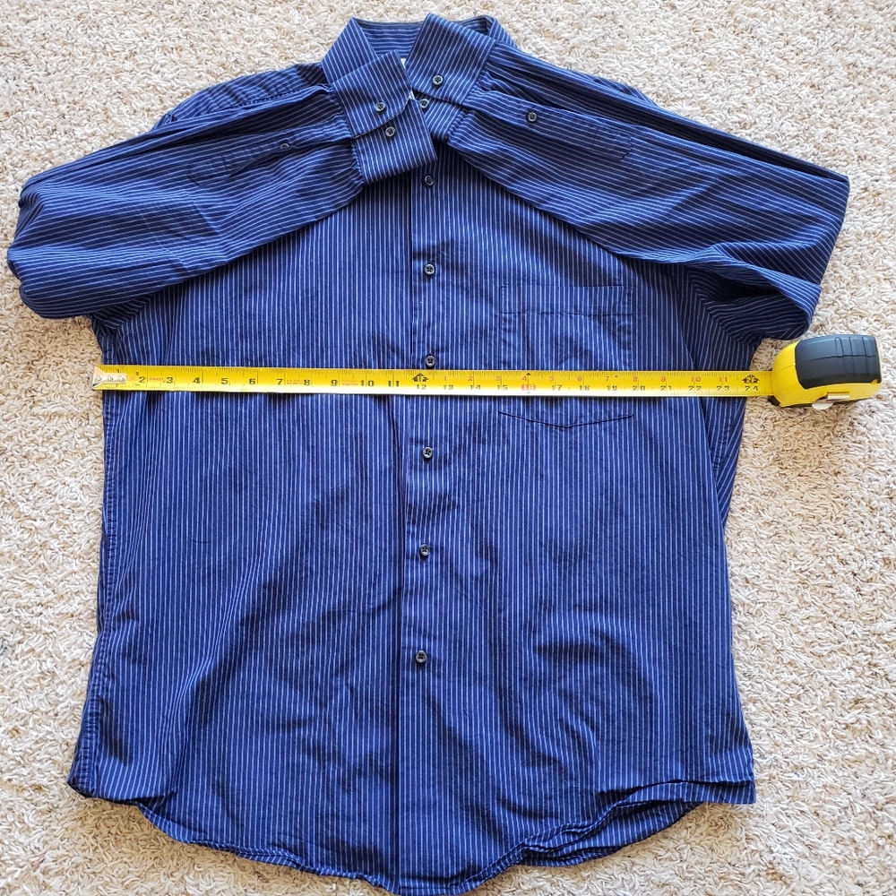 Emanuel Ungaro Men's Long Sleeve Blue Vertical Stripe Button Down Shirt Size XL - Picture 6 of 7